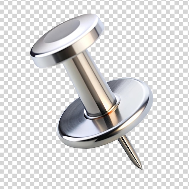 PSD silver push pin isolated on transparent background