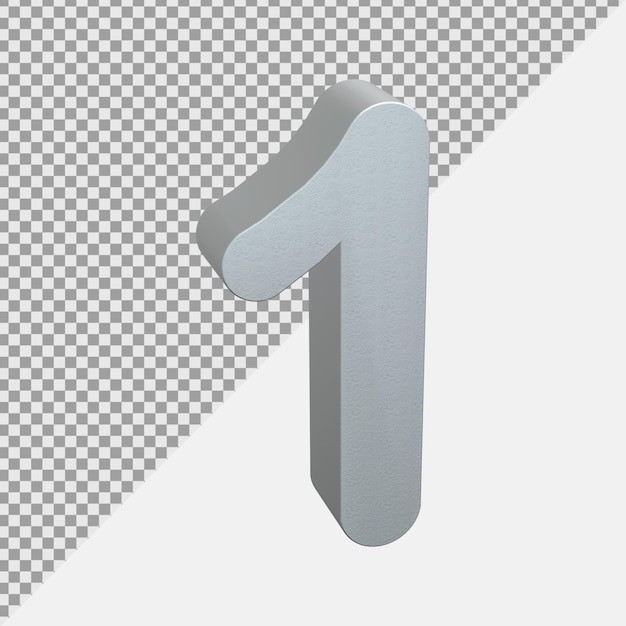 Silver realistic 3d number rendering