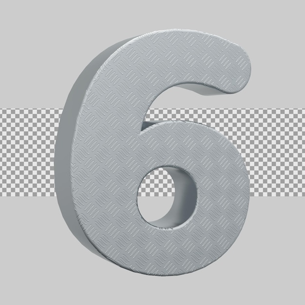 PSD silver realistic 3d rendering number