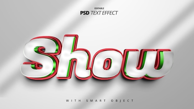 silver red show movie 3d text effect template design