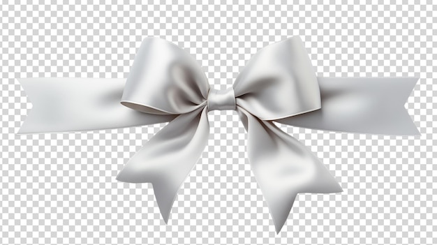 PSD silver ribbon bow isolated on transparent background