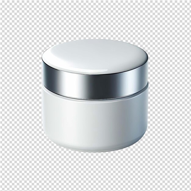 PSD a silver round box with a white lid that says a silver cap