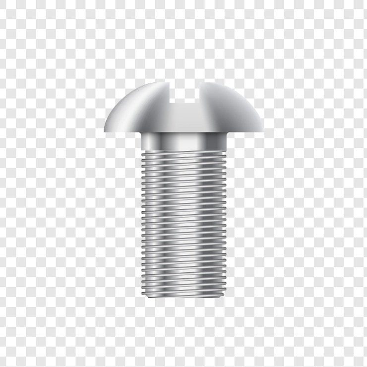 PSD silver screw bolt isolated on transparent background