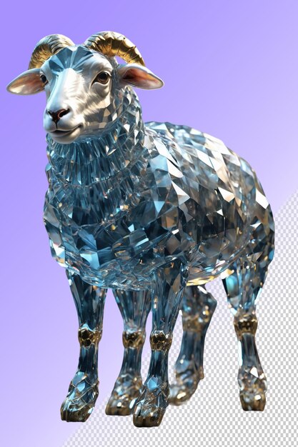 PSD a silver sheep with a blue face and a silver face