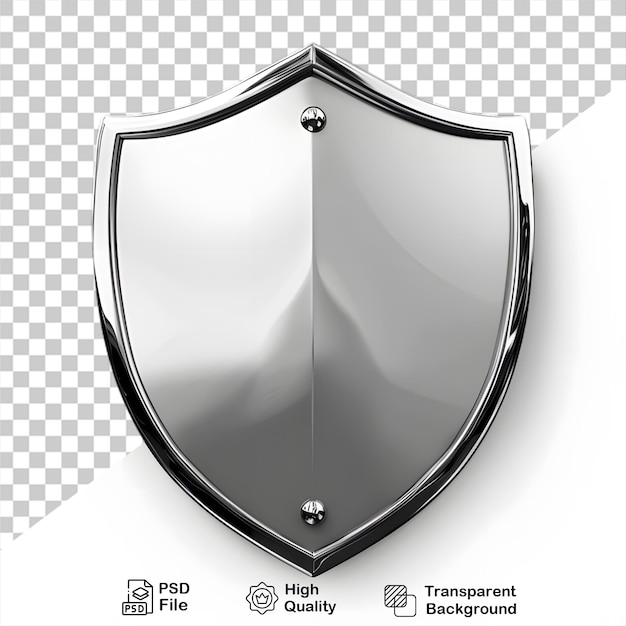 A silver shield that is on a transparent background with png file