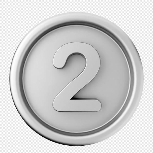 a silver sign with a number 2 on it