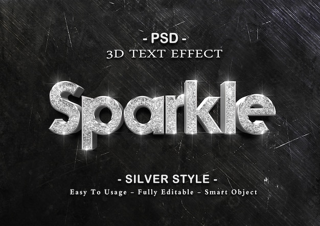 PSD silver sparkle text effect template