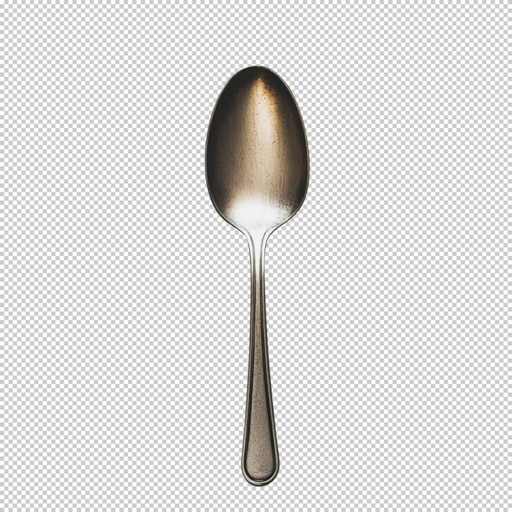 PSD silver spoon on a transparent background