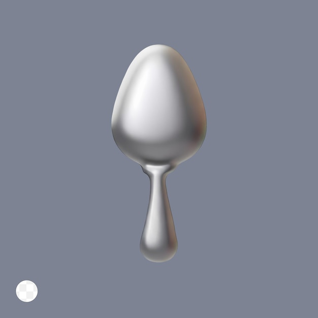 A silver spoon with a white dot in the middle.