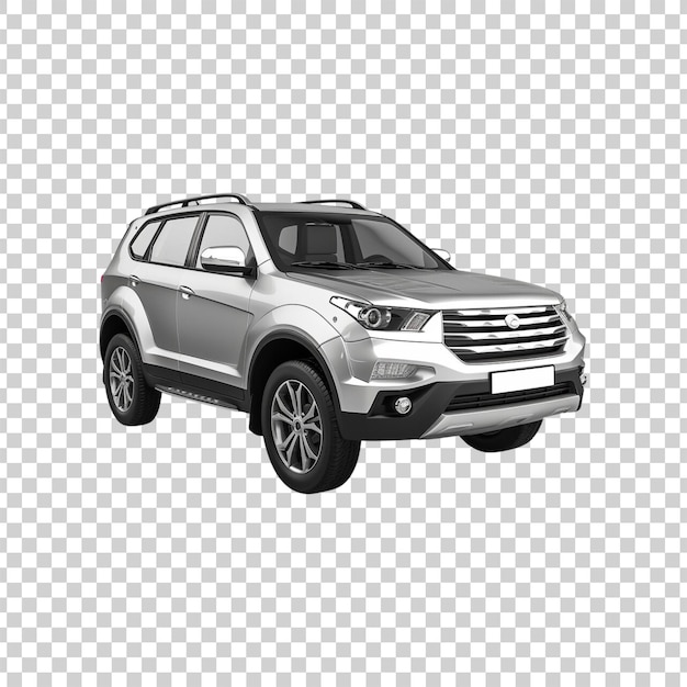 PSD a silver suv car on a transparent background