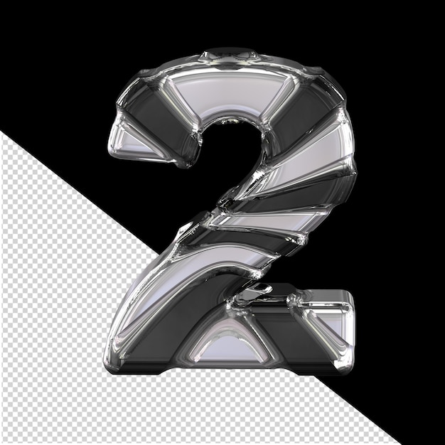 PSD silver symbol in a black frame number 2