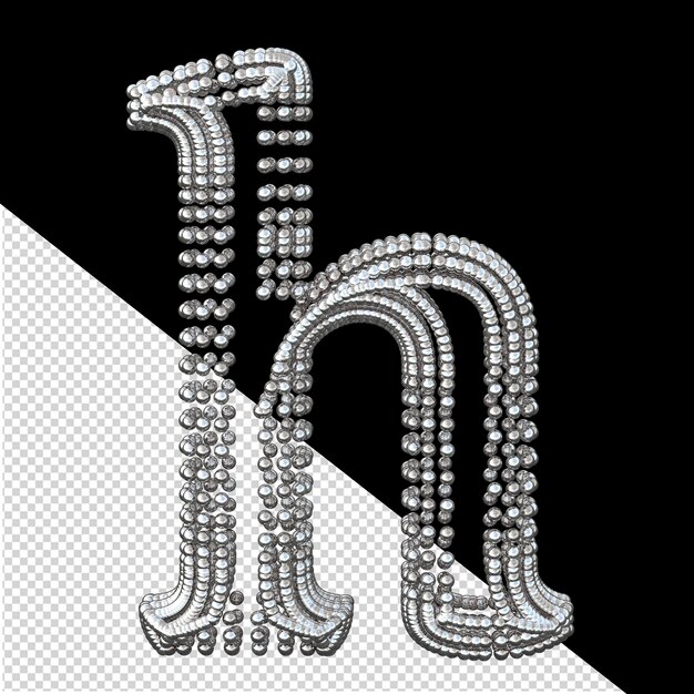 PSD silver symbol made of spheres letter h