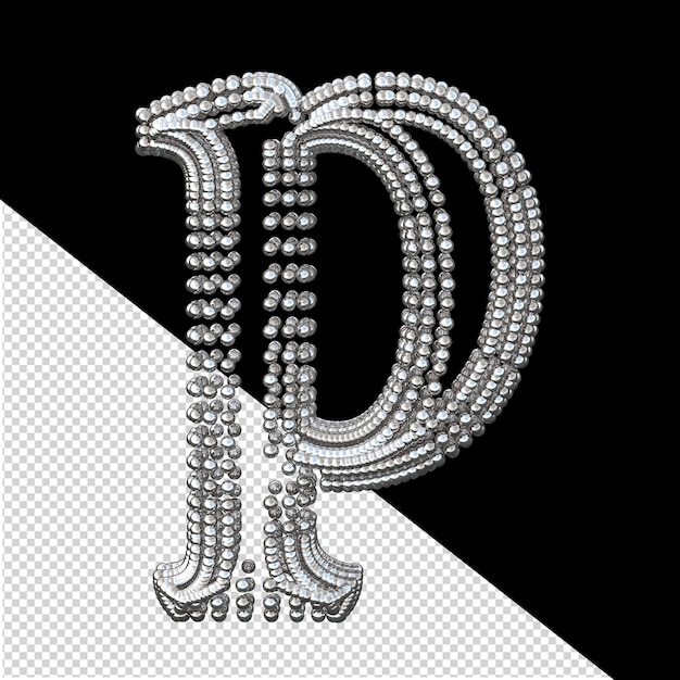 PSD silver symbol made of spheres letter p