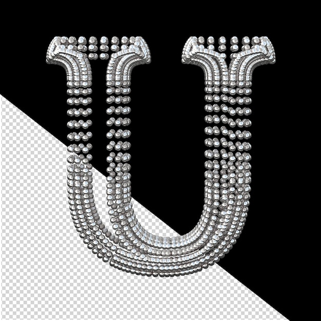 PSD silver symbol made of spheres letter u