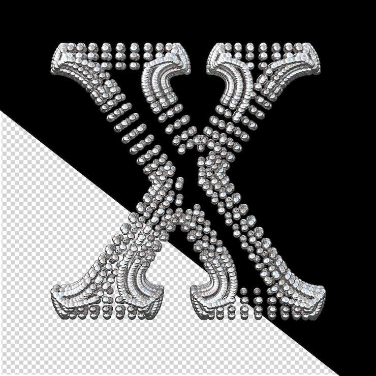 PSD silver symbol made of spheres letter x