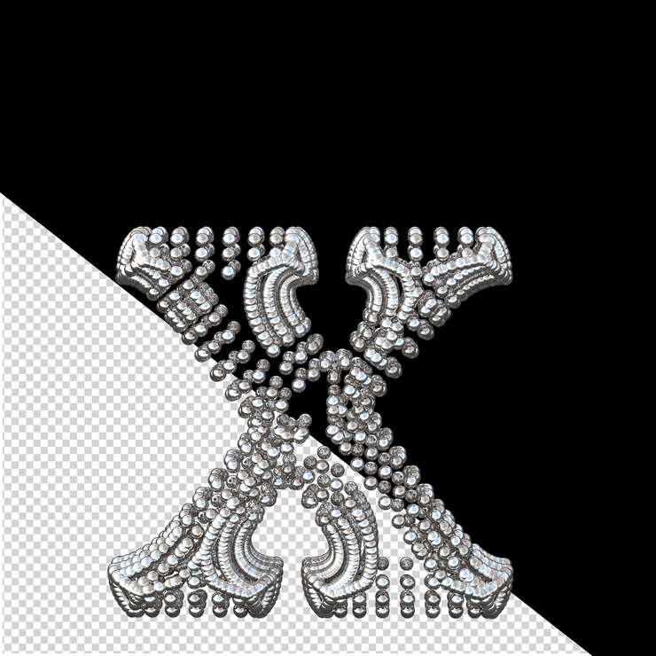 PSD silver symbol made of spheres letter x