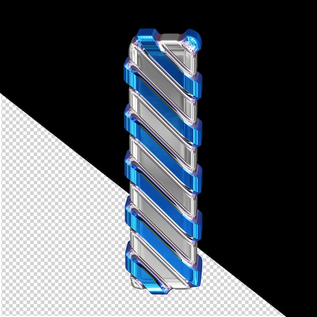 PSD silver symbol with blue diagonal straps number 1