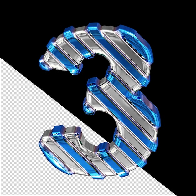 Simbolo d'argento con cinghie diagonali blu numero 3