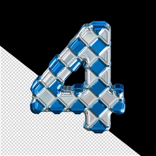 PSD silver symbol with blue rhombuses number 4