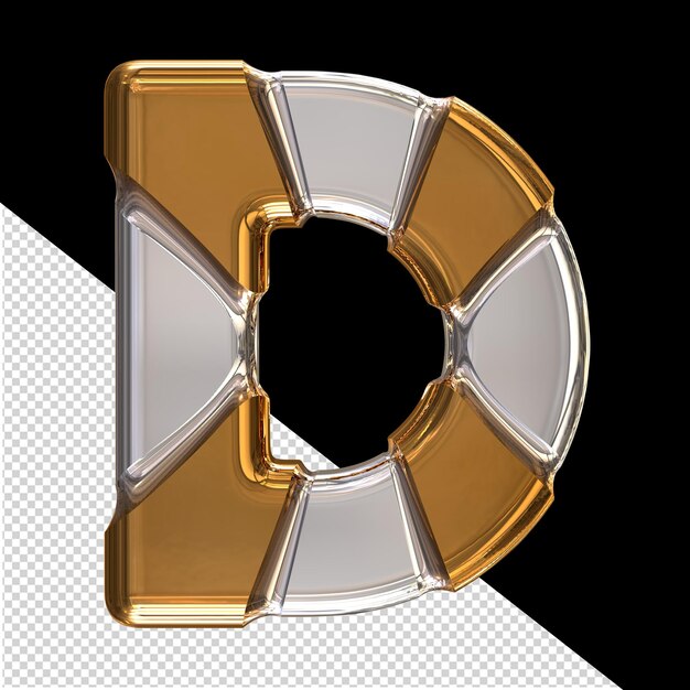 PSD silver symbol with gold inlays letter d