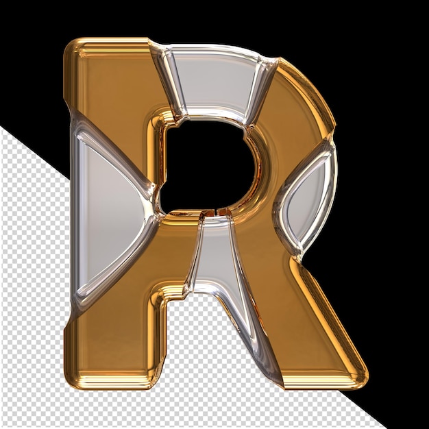 PSD silver symbol with gold inlays letter r