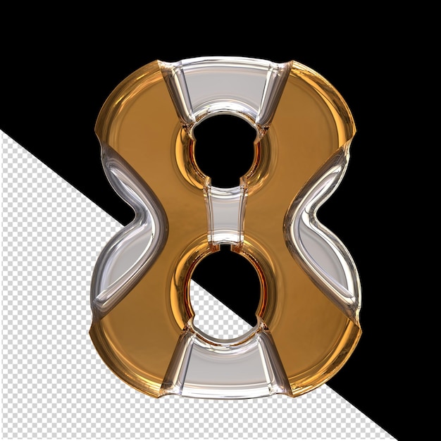 Silver symbol with gold inlays number 8