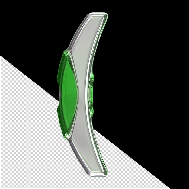 Silver symbol with green inlays