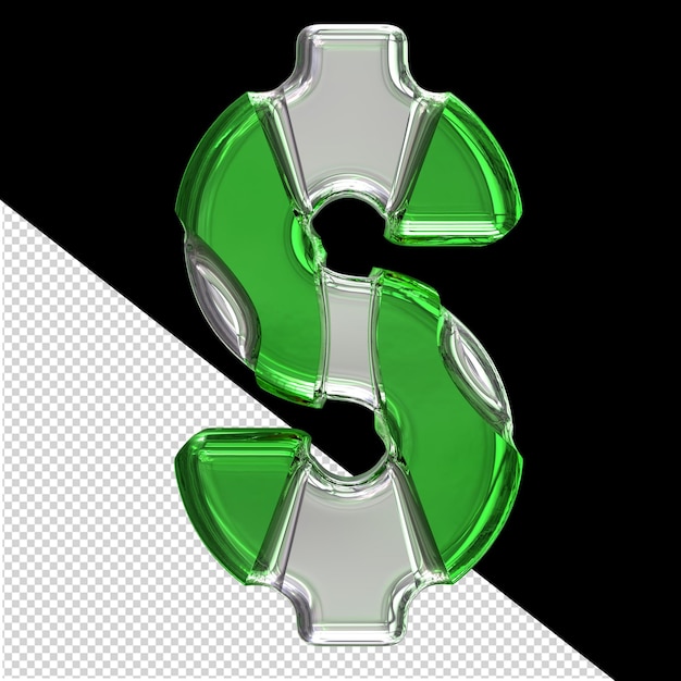 Silver symbol with green inlays