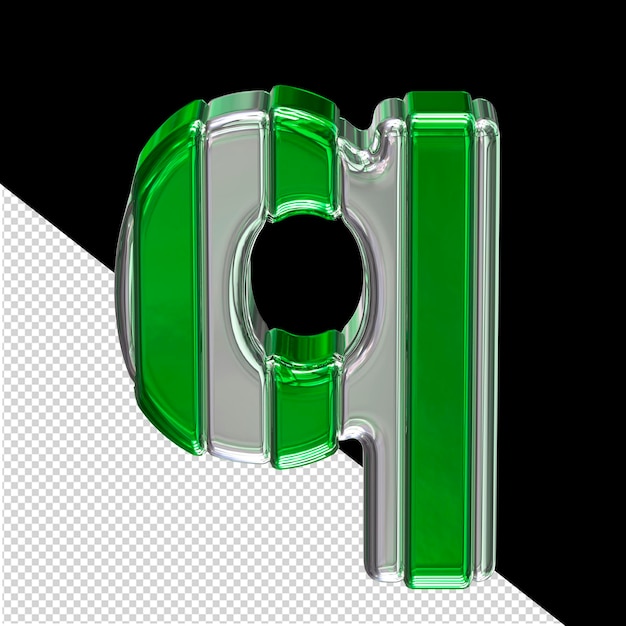 Silver symbol with green letter q