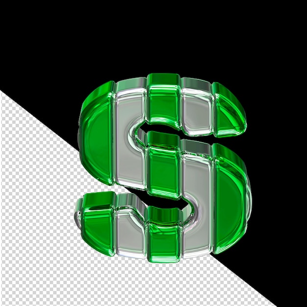 Серебряный символ с зеленой буквой s
