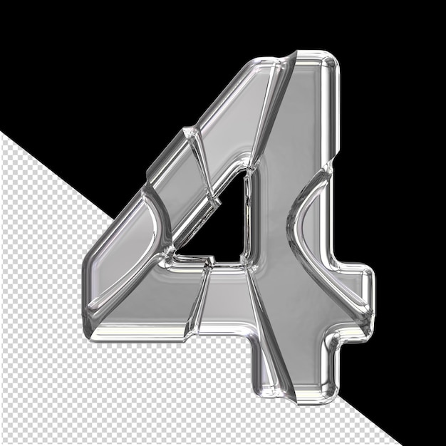 PSD silver symbol with inlays number 4
