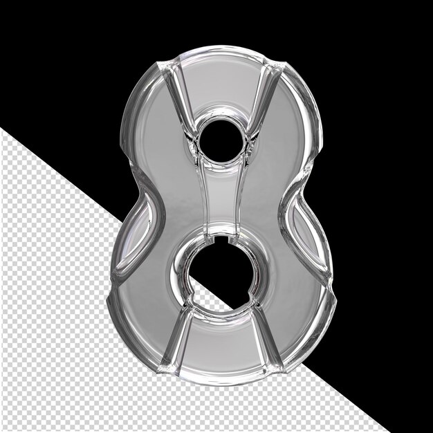 Silver symbol with inlays number 8
