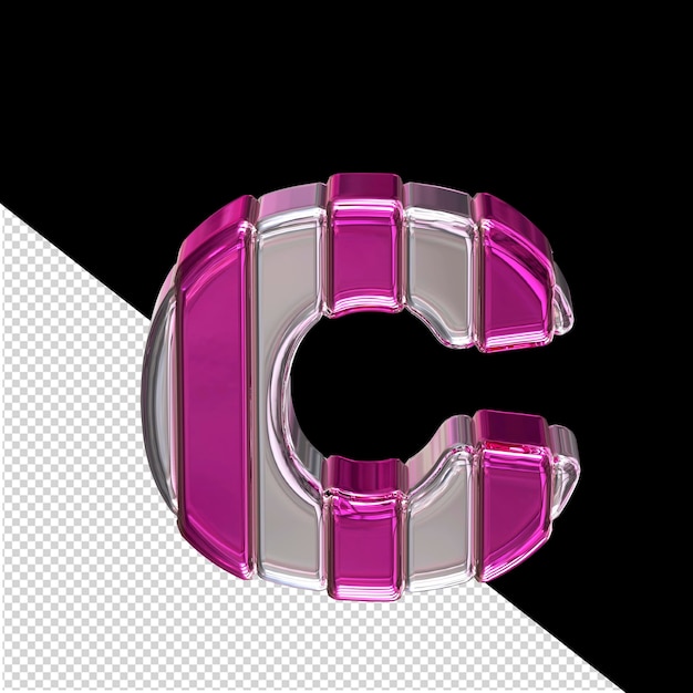 PSD Серебряный символ с фиолетовыми ремешками буквой c