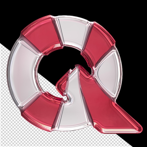 PSD silver symbol with red inlays letter q