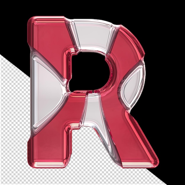 PSD silver symbol with red inlays letter r