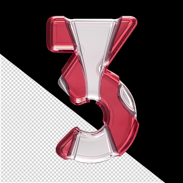 Simbolo d'argento con intarsi rossi numero 3