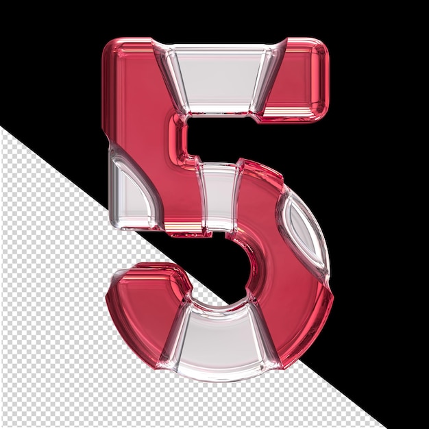 Silver symbol with red inlays number 5