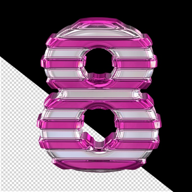 PSD 薄い紫色の水平ストラップ番号 8 が付いた銀のシンボル