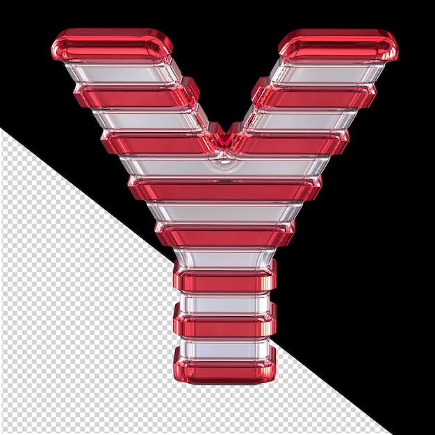 Silver symbol with thin red horizontal straps letter y