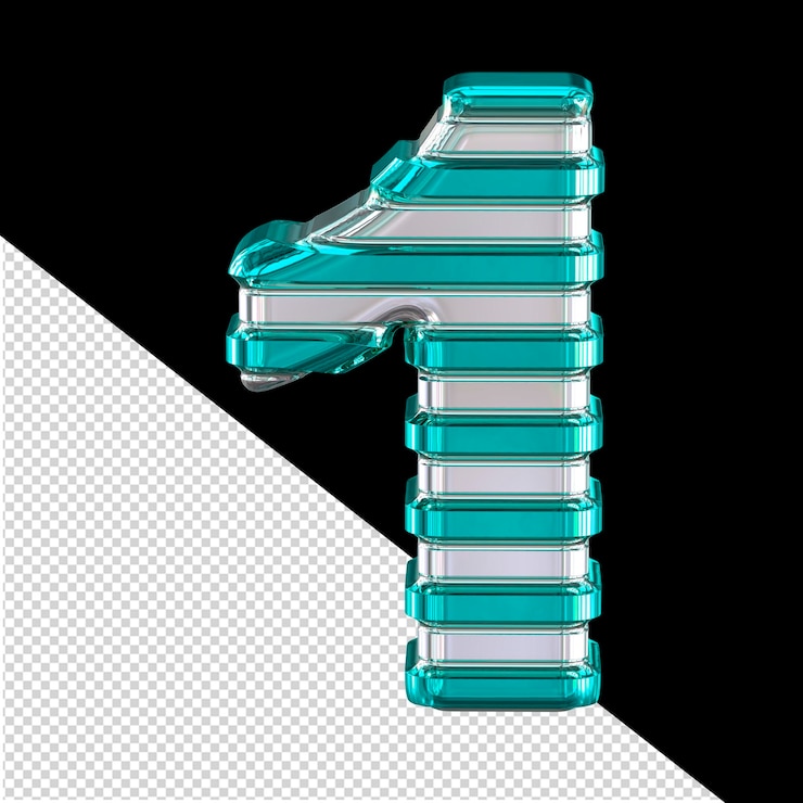PSD silver symbol with thin turquoise horizontal straps number 1