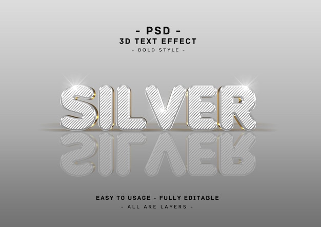 Silver text effect 3d mirror style