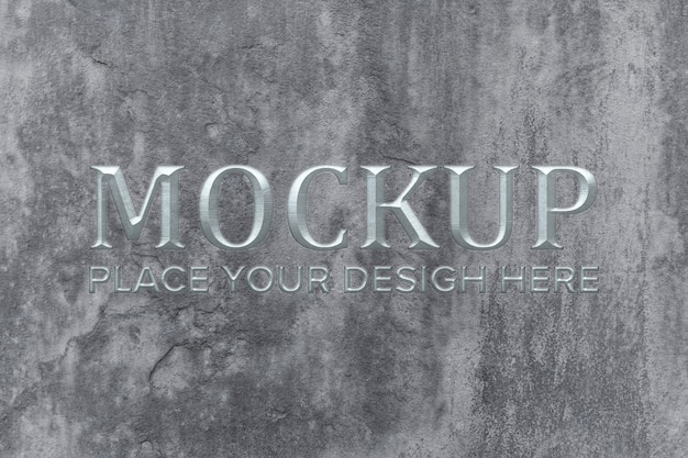 PSD silver text on stone mockup design