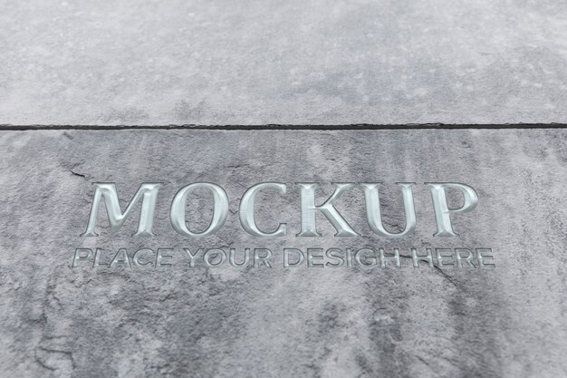 Silver text on stone mockup design