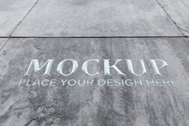 Silver text on stone mockup design