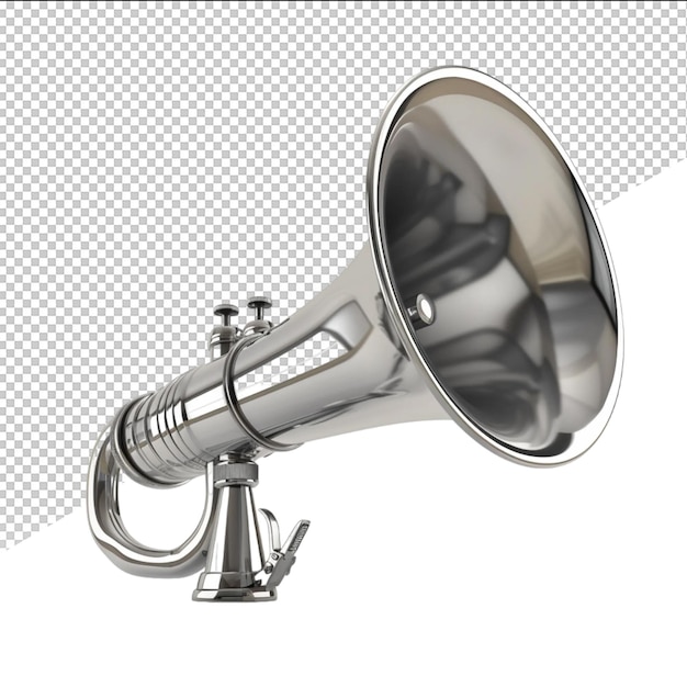 PSD a silver trumpet with the word quot the word quot on it