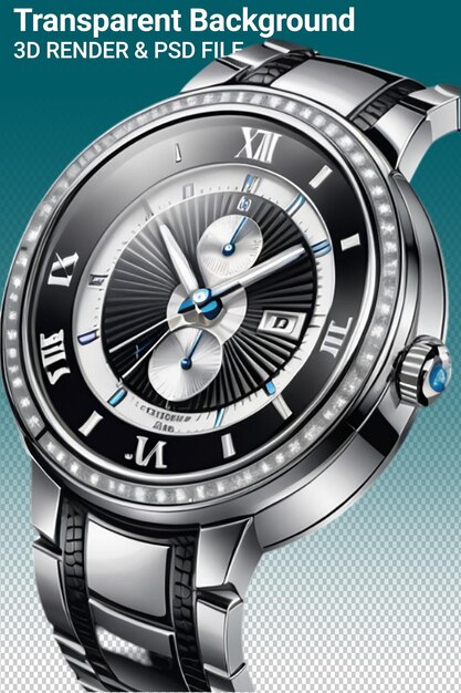 PSD a silver watch with the word quot the time of 12 00 quot on the face