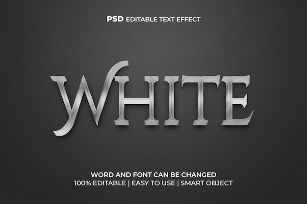 Silver white 3d text effect psd