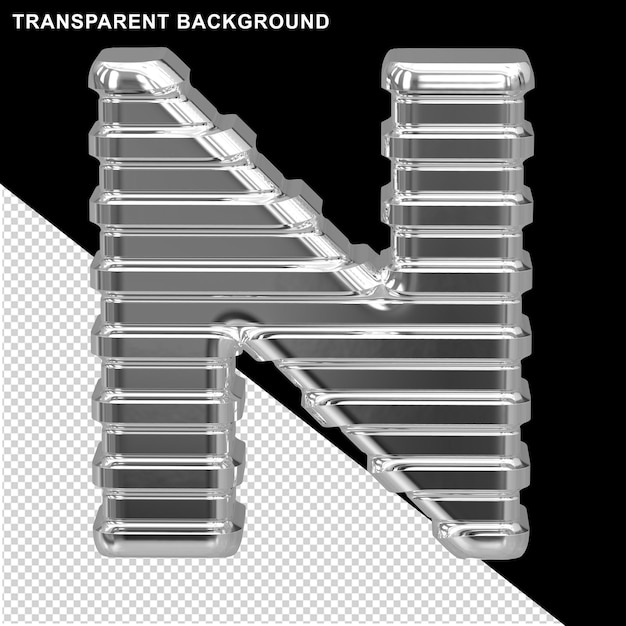 PSD 얇은 가로 끈이 있는 은색 대문자 n
