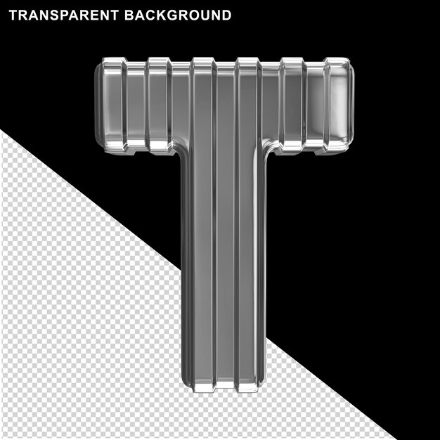 PSD 細い縦ストラップ付きシルバー大文字t