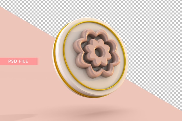 Simple 3d flower icon a spring floral concept on pink bakcground